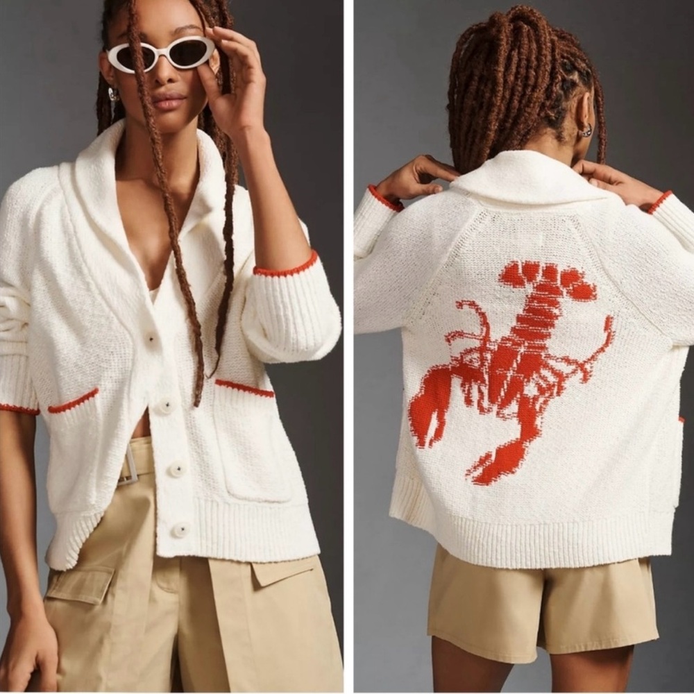 Anthropologie Maeve Lobster Cardigan XXS